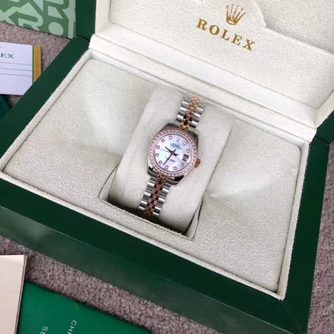 Lady-Datejust 28 , Oystersteel, Everose gold and diamonds(Replica) - Image 2