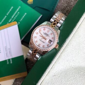 Lady-Datejust 28 , Oystersteel, Everose gold and diamonds(Replica)