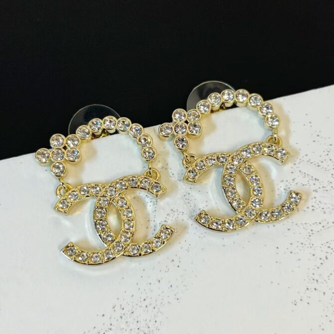 Chanel earrings cc half-circle sparkling (Replica) - Image 6