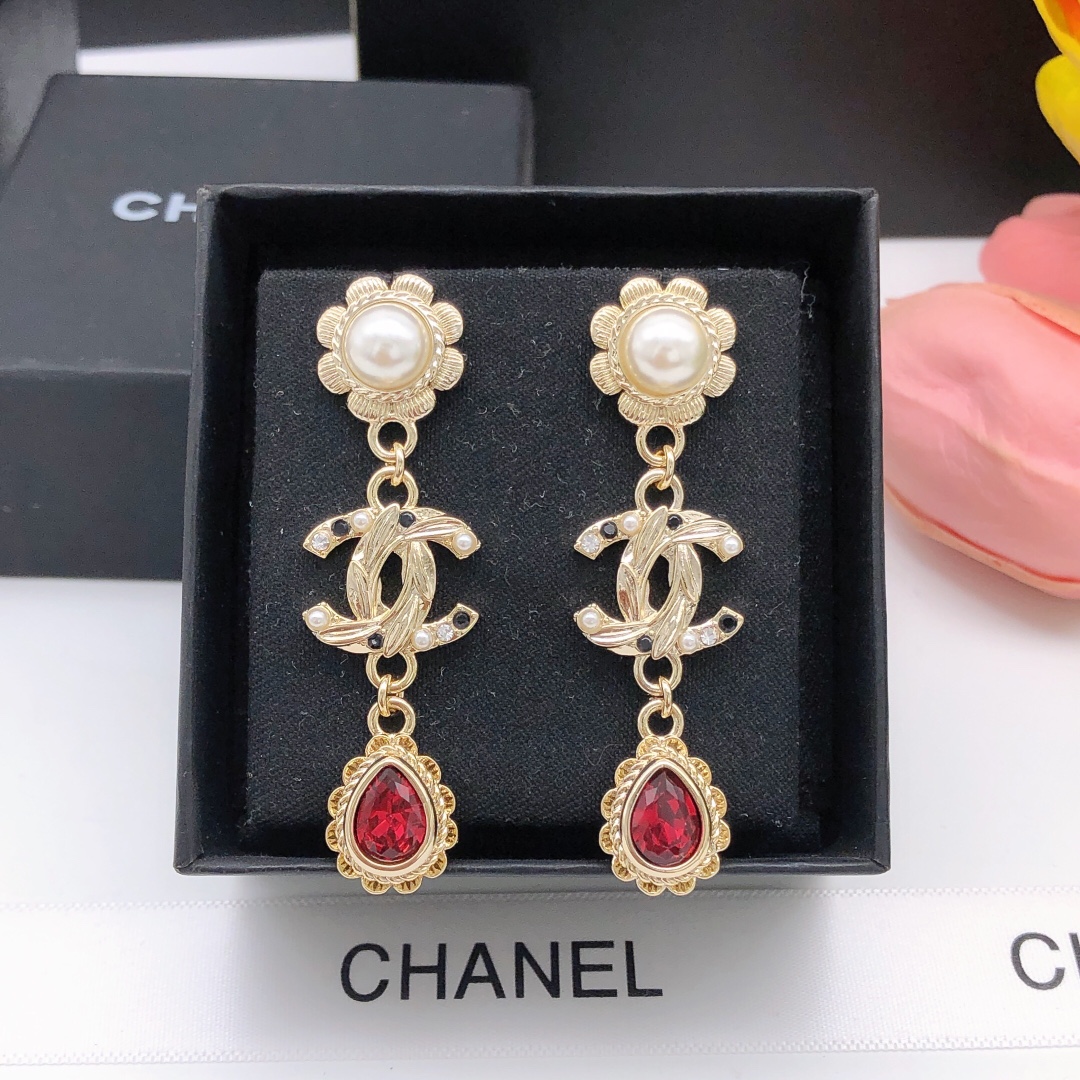 Chanel earrings cc baroque scarlet(Replica)