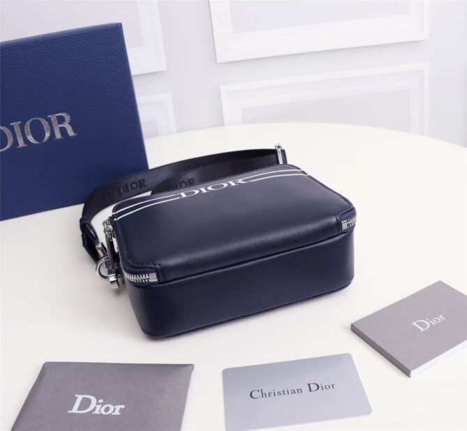 Pochette bandoulière Cuir de veau lisse Bleu marine(Replica) – Image 6