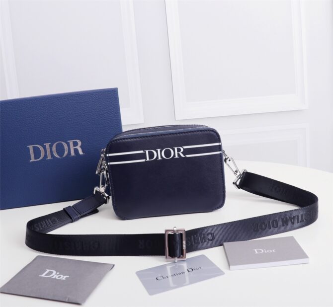 Pochette bandoulière Cuir de veau lisse Bleu marine(Replica)