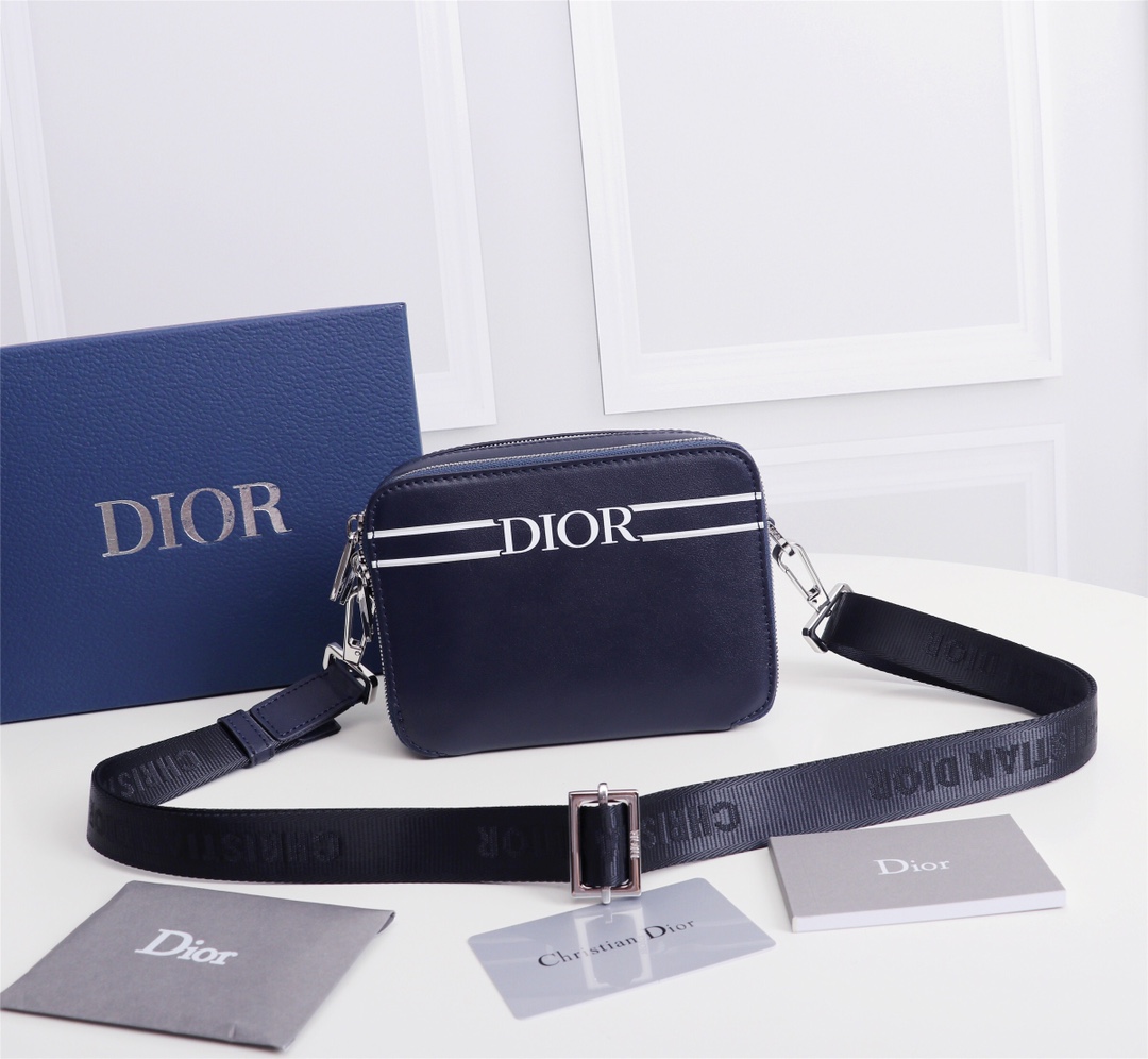Pochette bandoulière Cuir de veau lisse Bleu marine(Replica)