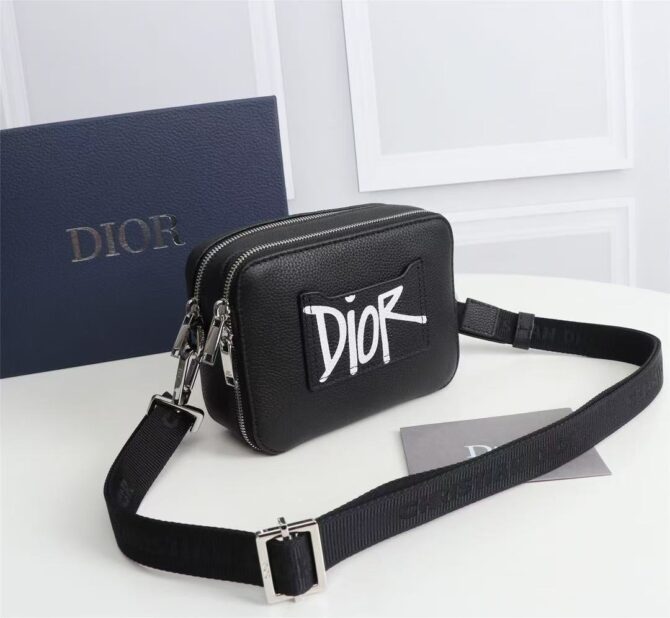 Pochette bandoulière Cuir de veau lisse Noir(Replica) – Image 2