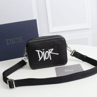 Pochette bandoulière Cuir de veau lisse Noir(Replica)