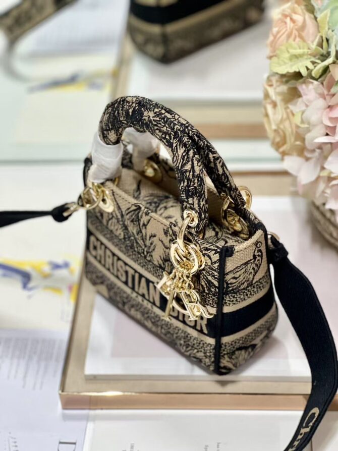 Lady D-lite Mini Broderie Toile de Jouy Marron (Replica) – Image 3