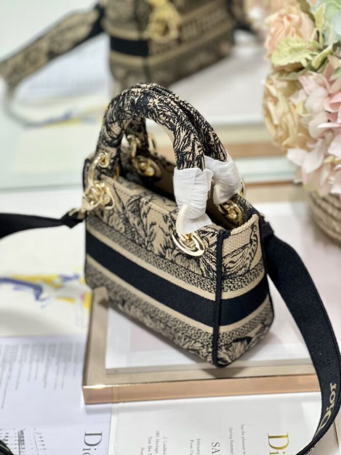 Lady D-lite Mini Broderie Toile de Jouy Marron (Replica) – Image 6