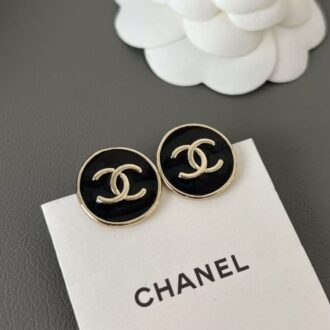 Chanel earrings circle black (Replica)